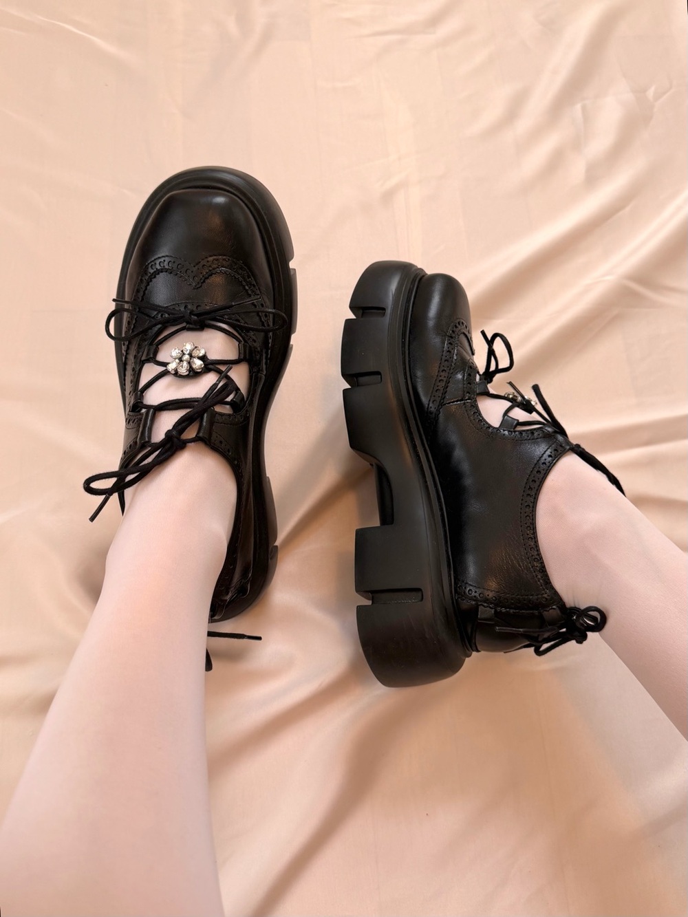 Simone Rocha Black Open Lace Up Brogue - Picture 3 of 10